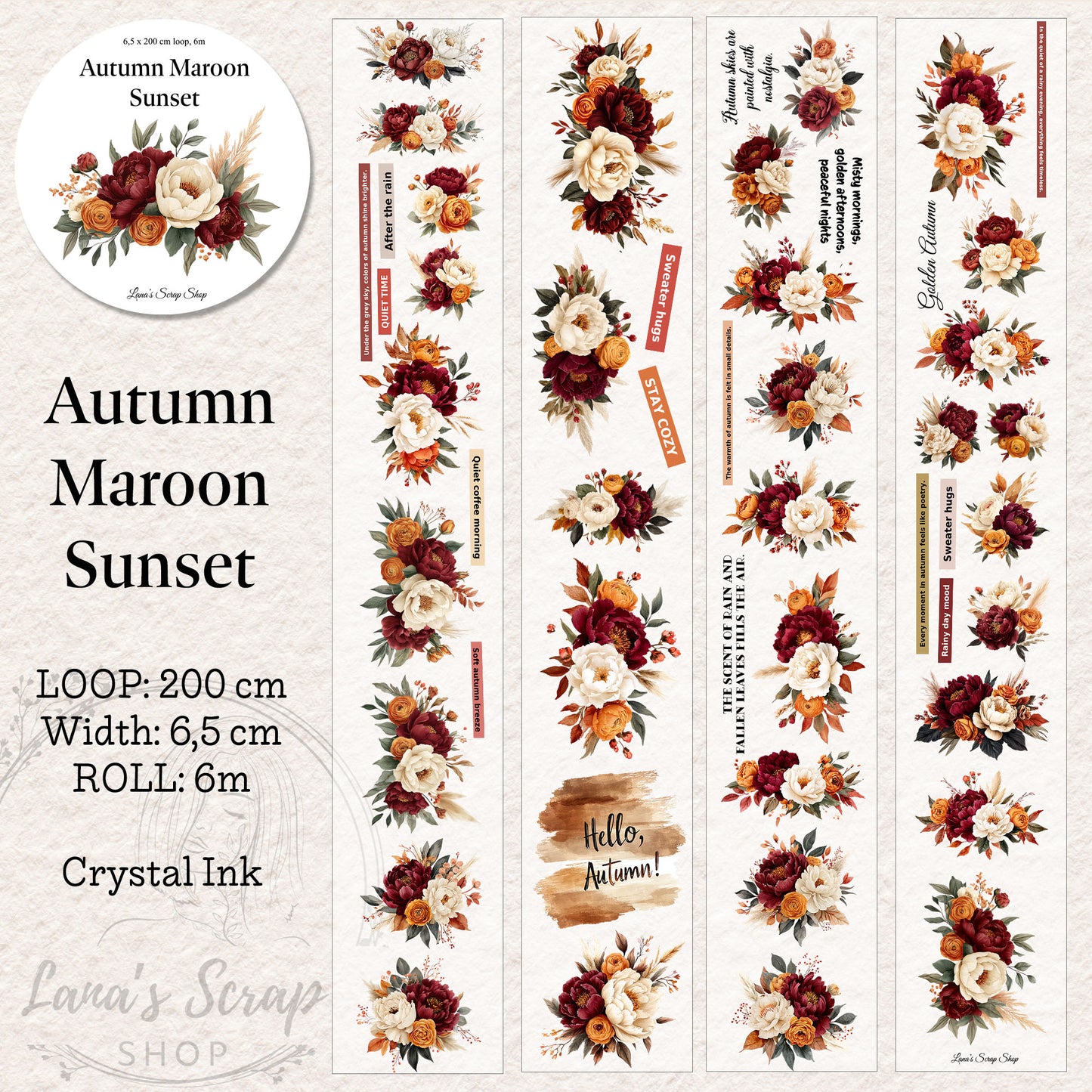 Autumn Maroon Sunset - PET Tape | Scrapbooking & Journaling