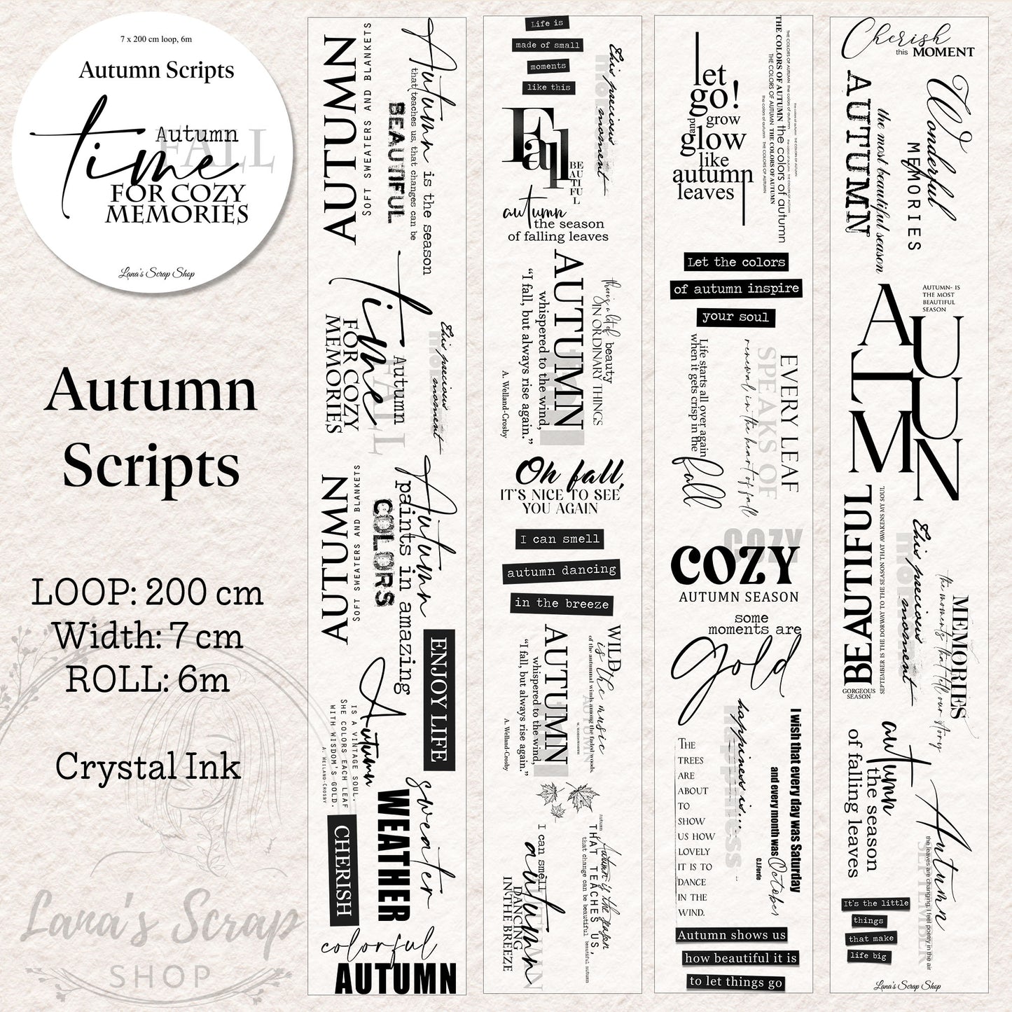 Autumn Script - PET Tape | Scrapbooking & Journaling
