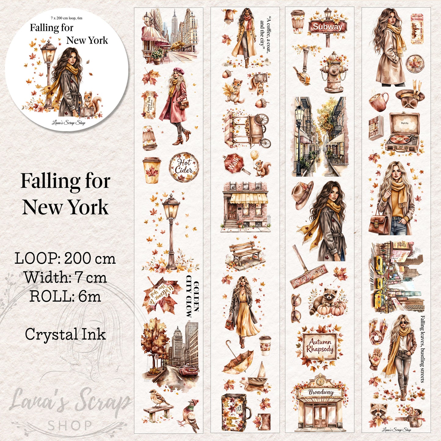 Falling For New York, PET Tape, Crystal Ink, 7 cm wide.