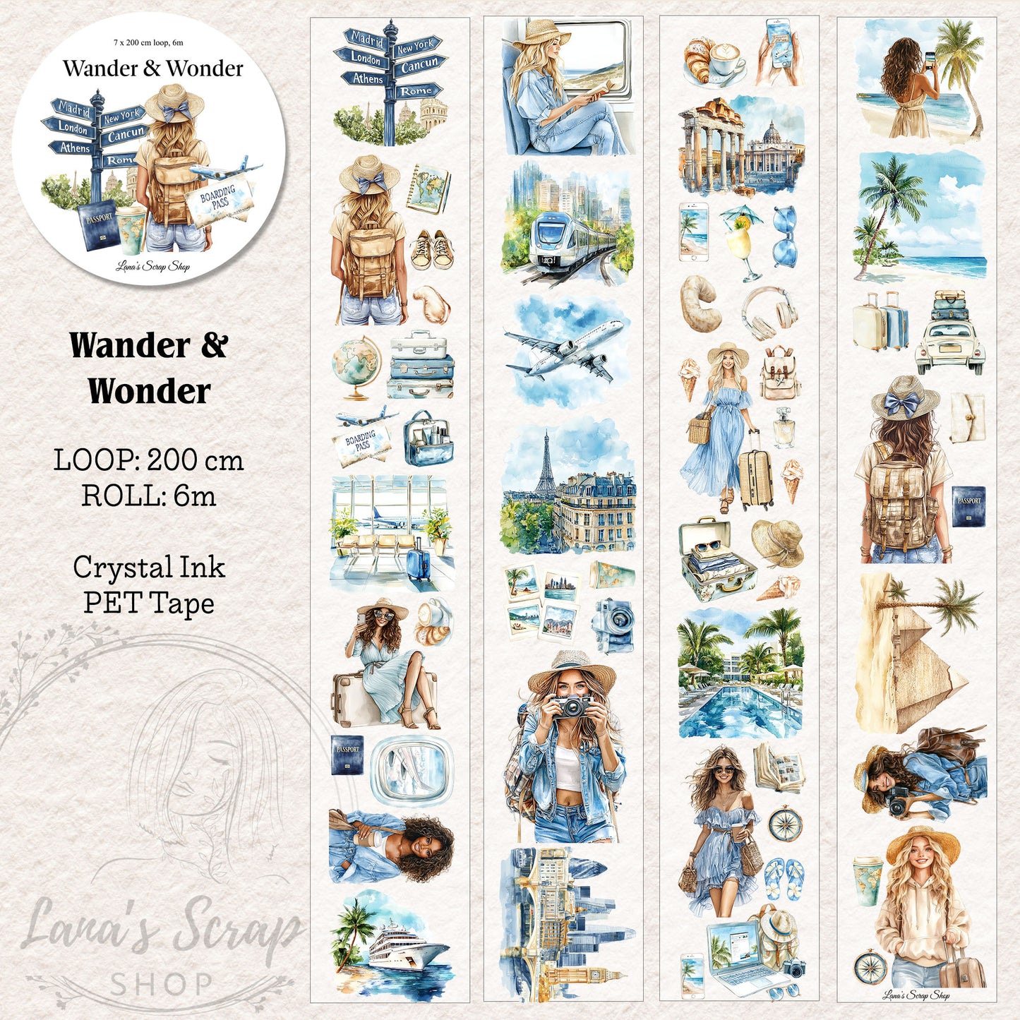 Wander & Wonder, Crystal Ink, PET TAPE, 7 cm wide
