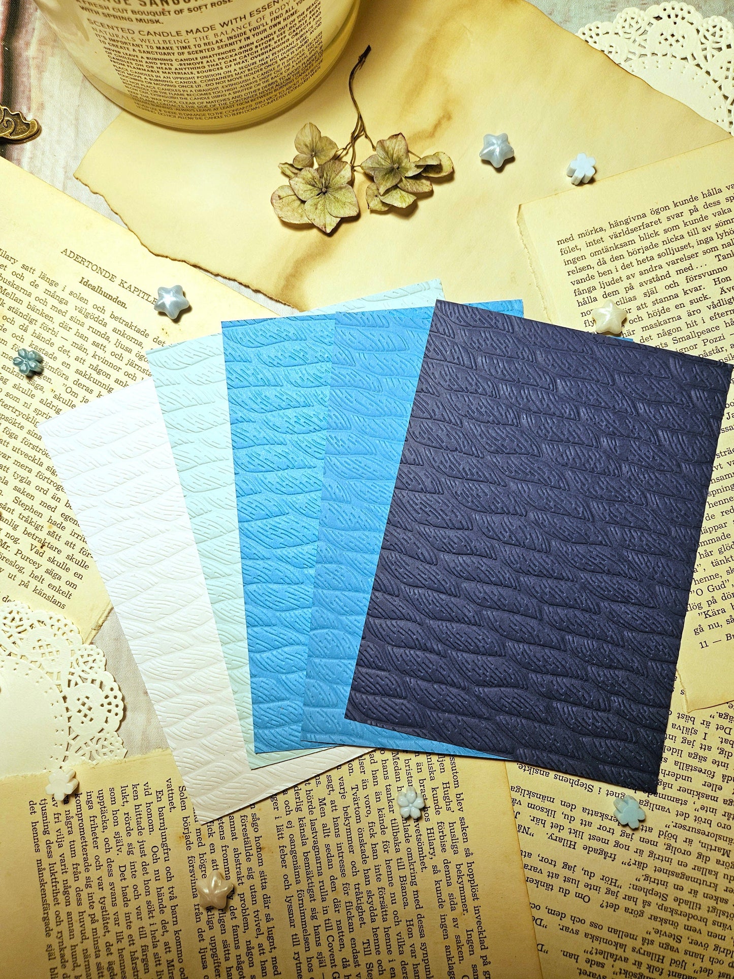 Marine Set of 5 Embossed Paper, 180g