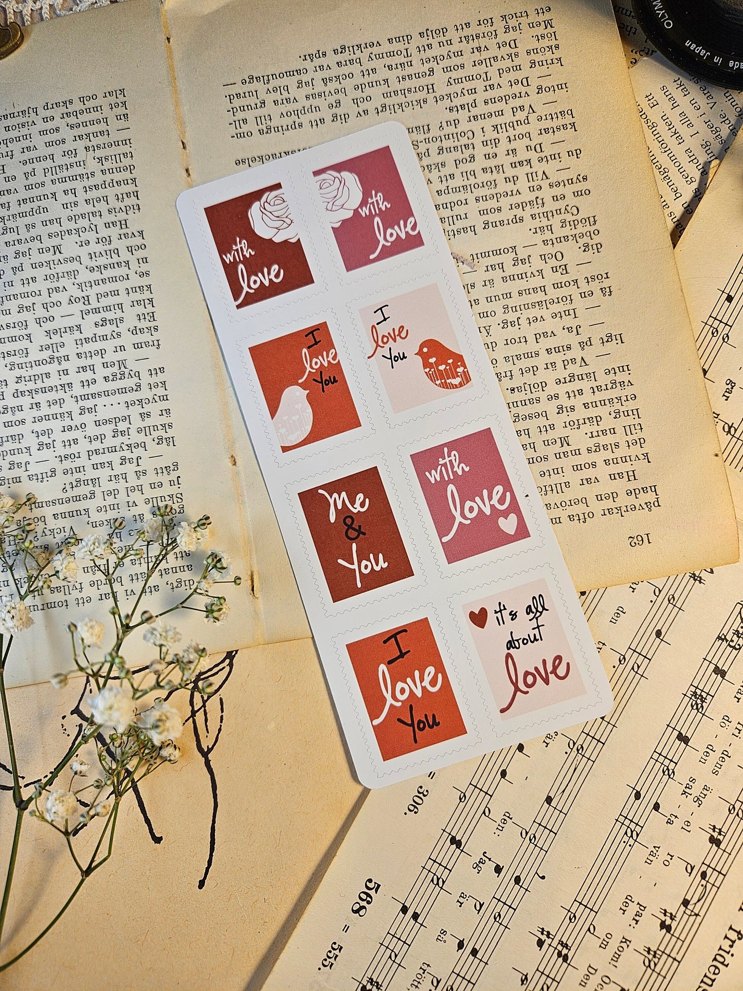 Love Faux Stamps Stickers Mini Sheet