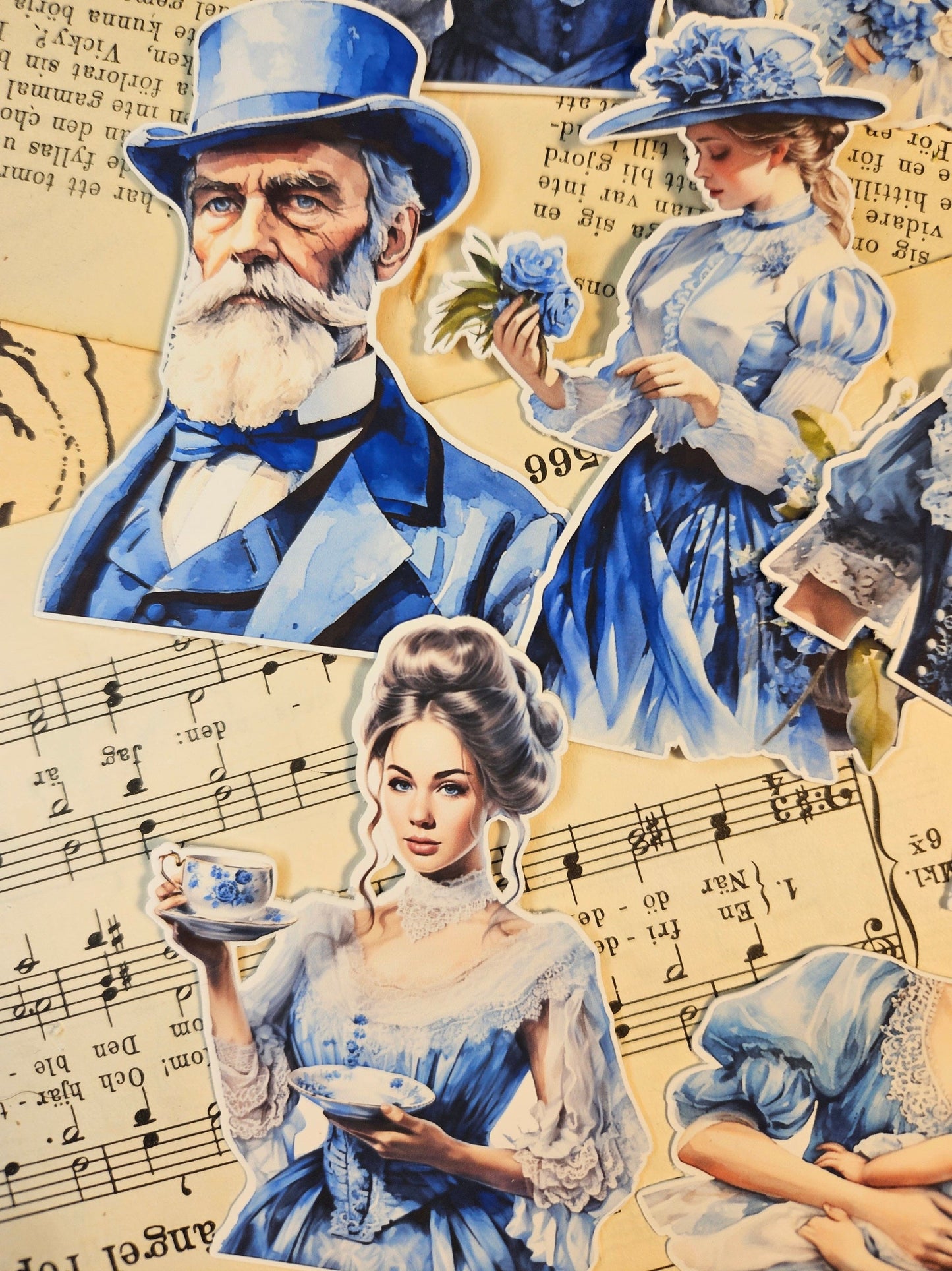 VINTAGE SERIE: Blue Vintage Cottage Bundle| • Scrapbooking • Card Making • Art Journaling • Paper Craft • Junk Journal