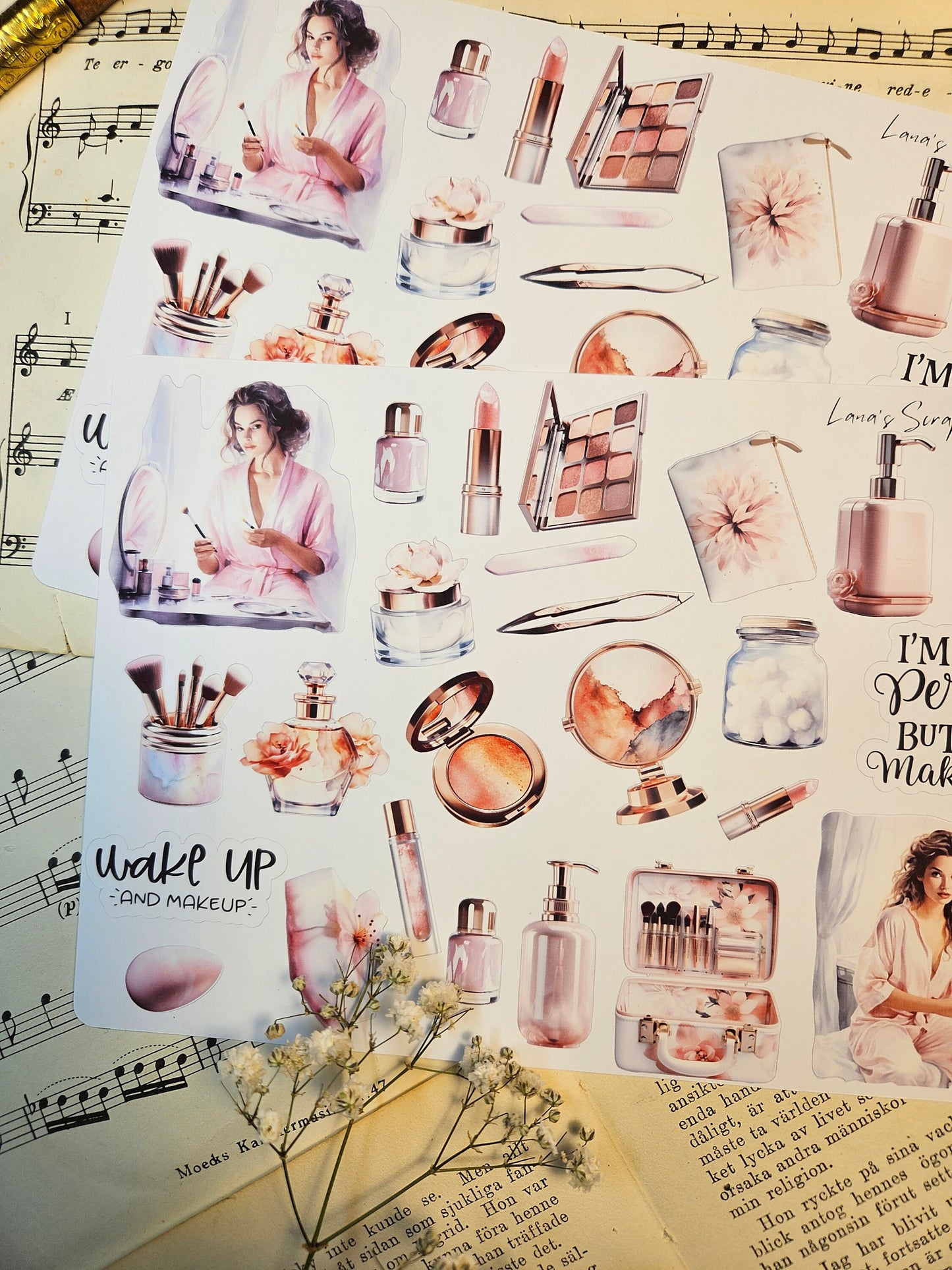 Wake Up & Makeup Stickers Sheet ~ A5