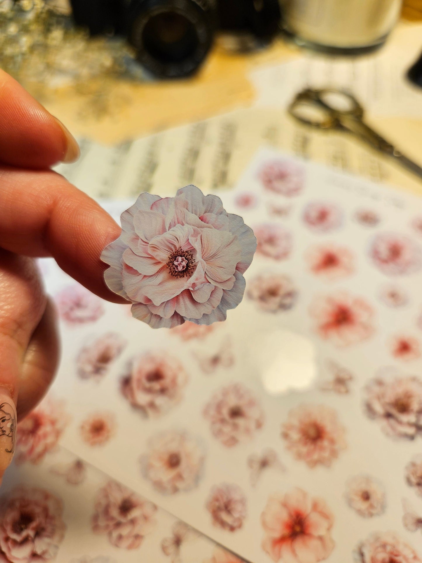 Pink Flowers Stickers Sheet