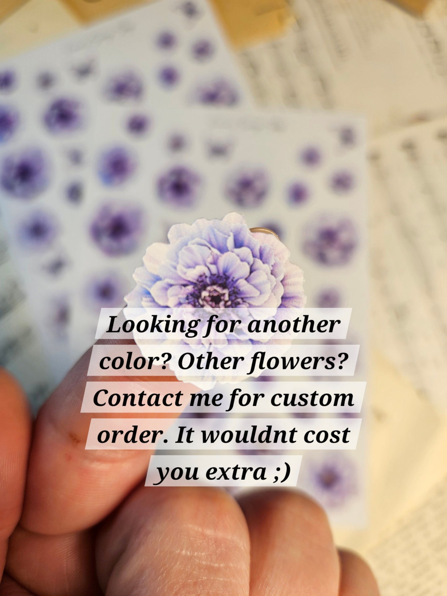 Purple Flowers Stickers Sheet