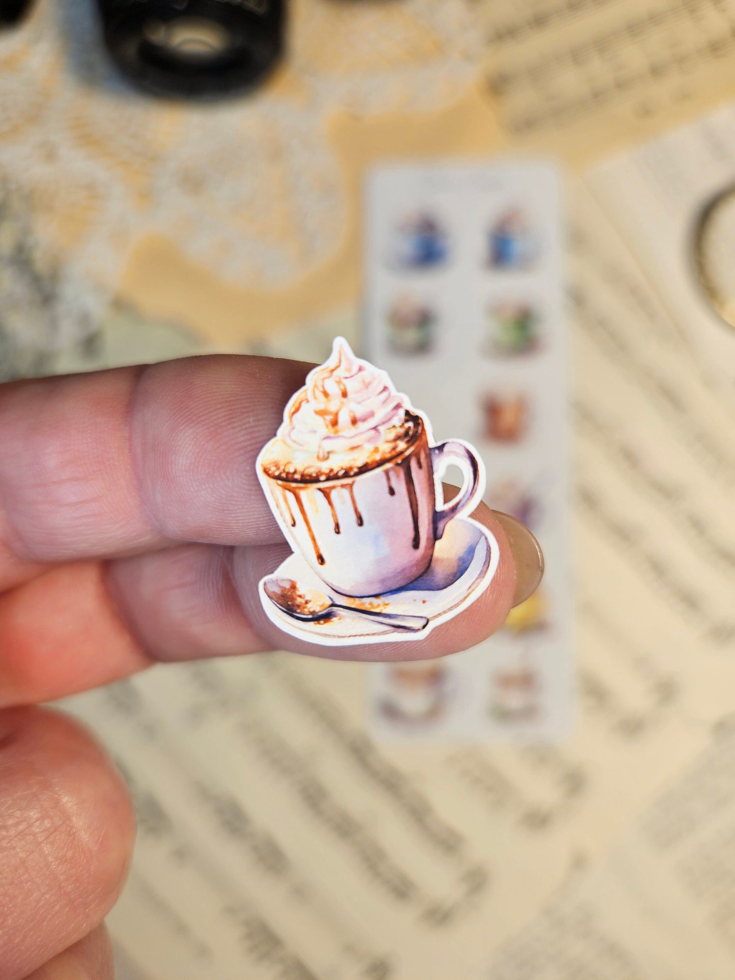 Choco Cups Mini Sticker Sheet | Scrapbooking Card Making Art Journaling Paper Craft Junk Journal
