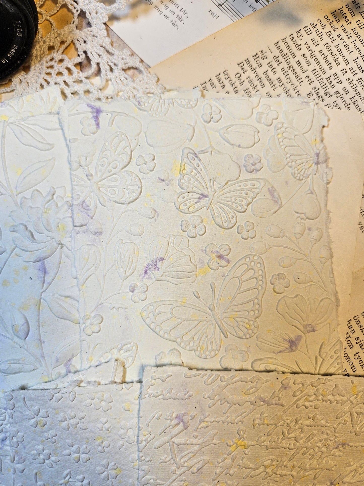 Homemade Embossed Paper 6 pcs A6 | Scrapbooking Card Making Art Journaling Paper Craft Junk Journal