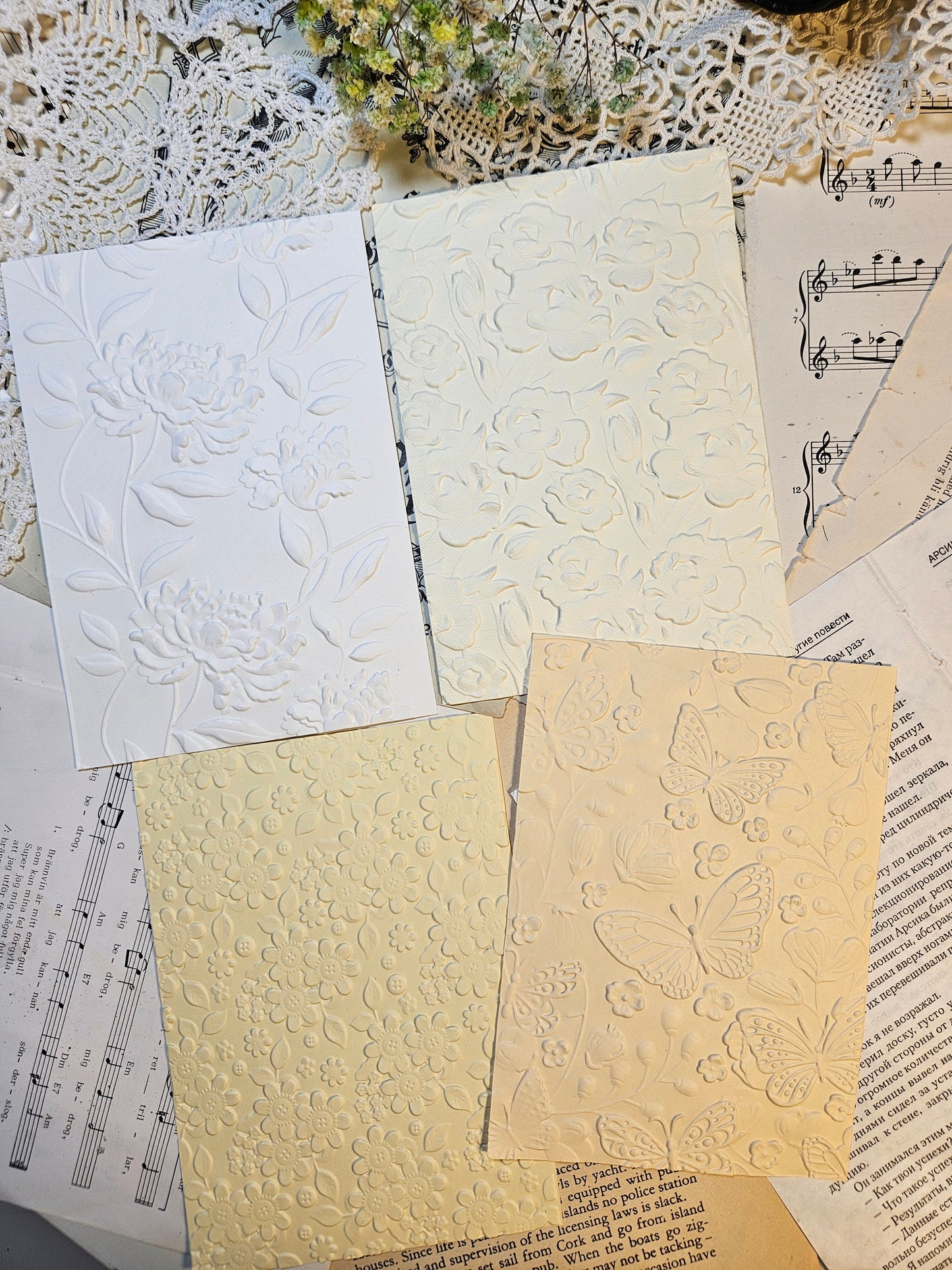 Warm Sunny Days, Set of 4 Embossed Paper