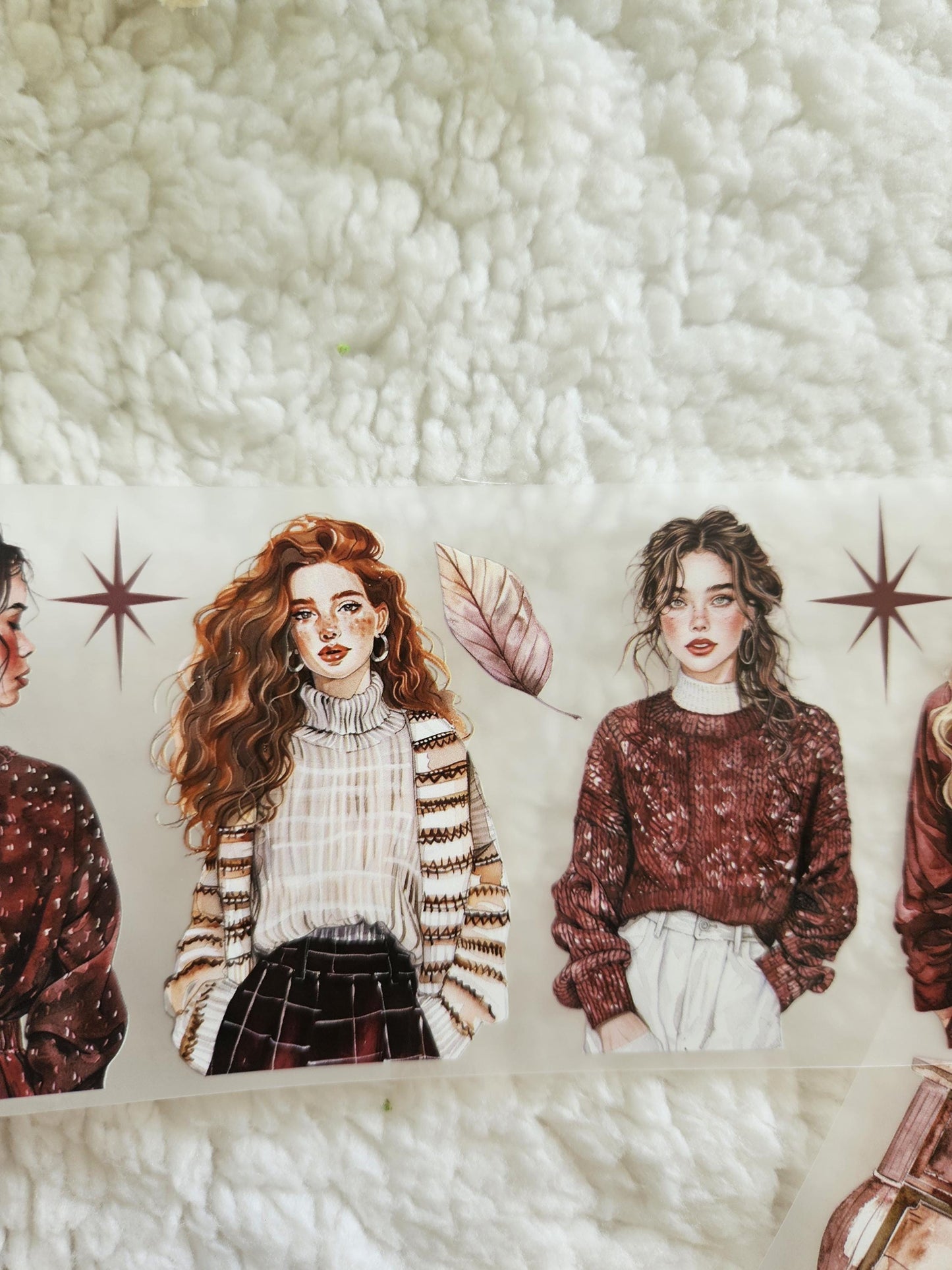 Burgundy Autumn Girls, 7x100cm