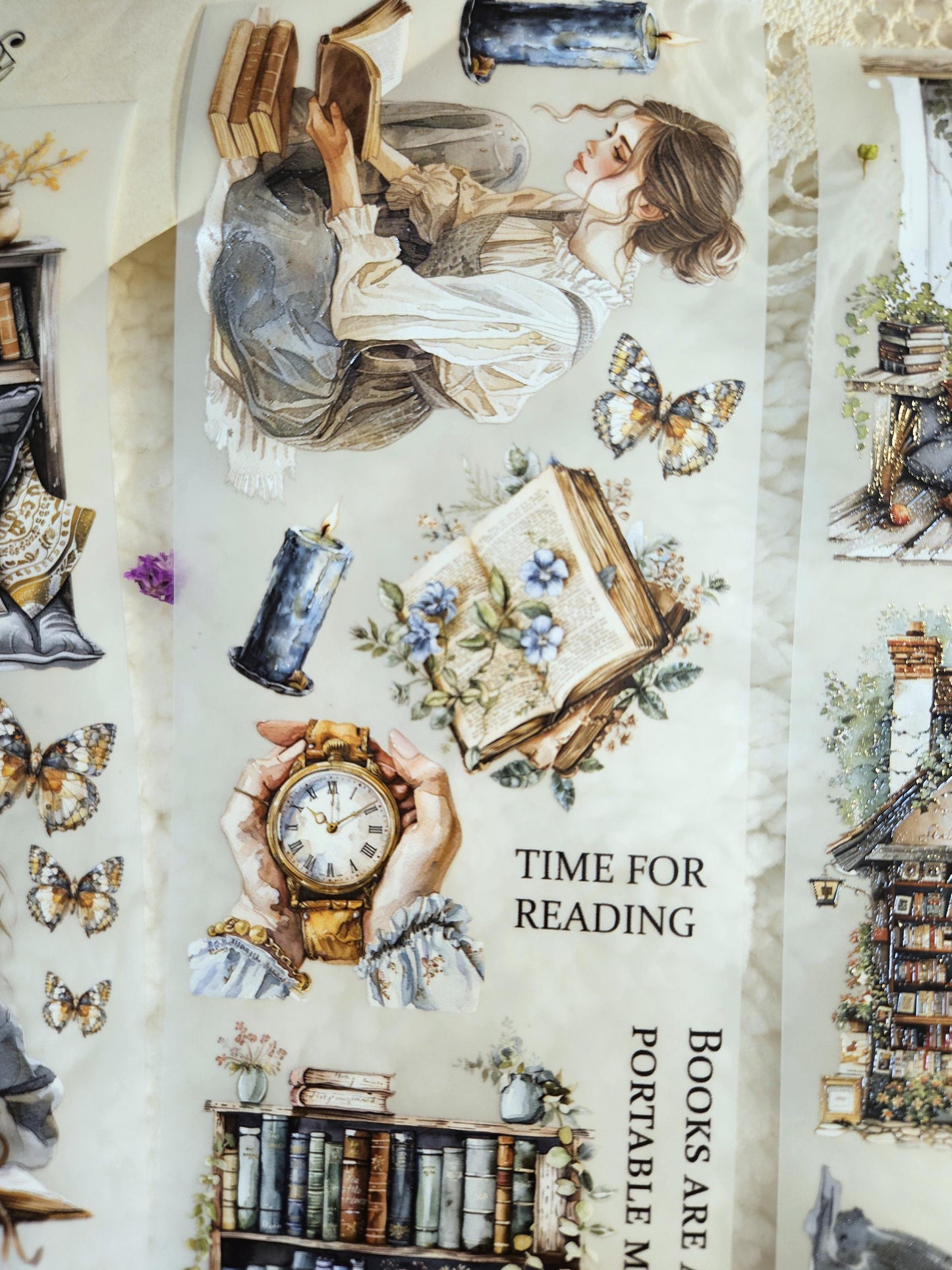 Granny Cottage Book Lover Pet Tape, Crystal Ink,7 cm