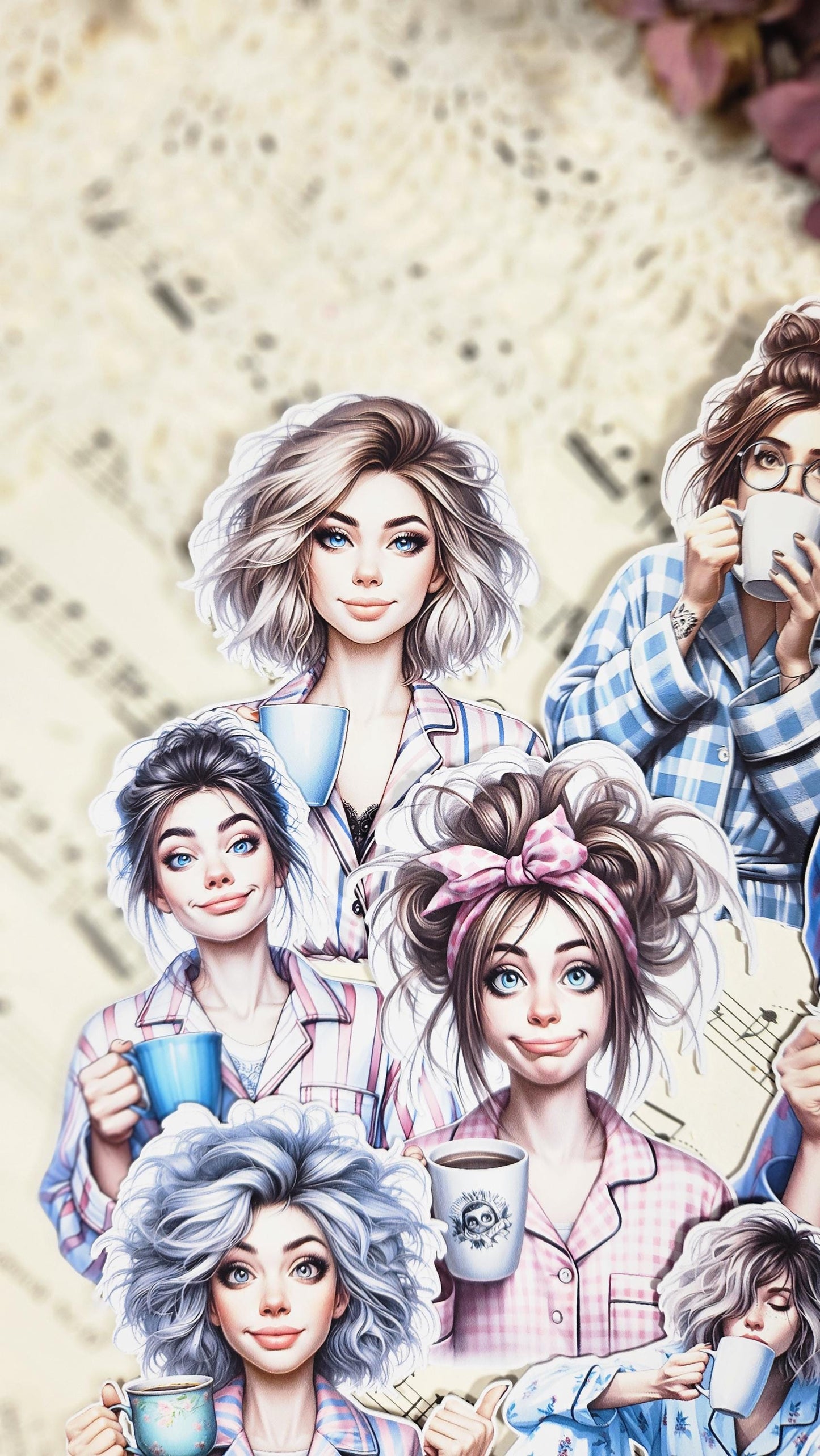 Crazy Morning Girls, Stickers Set of 9 pcs