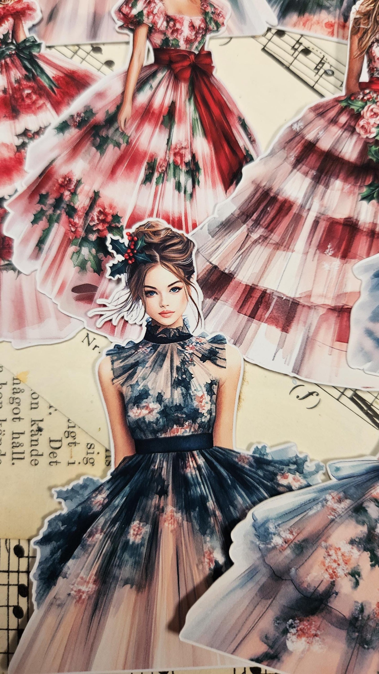 Christmas Beauties, Set of 9 Stickers