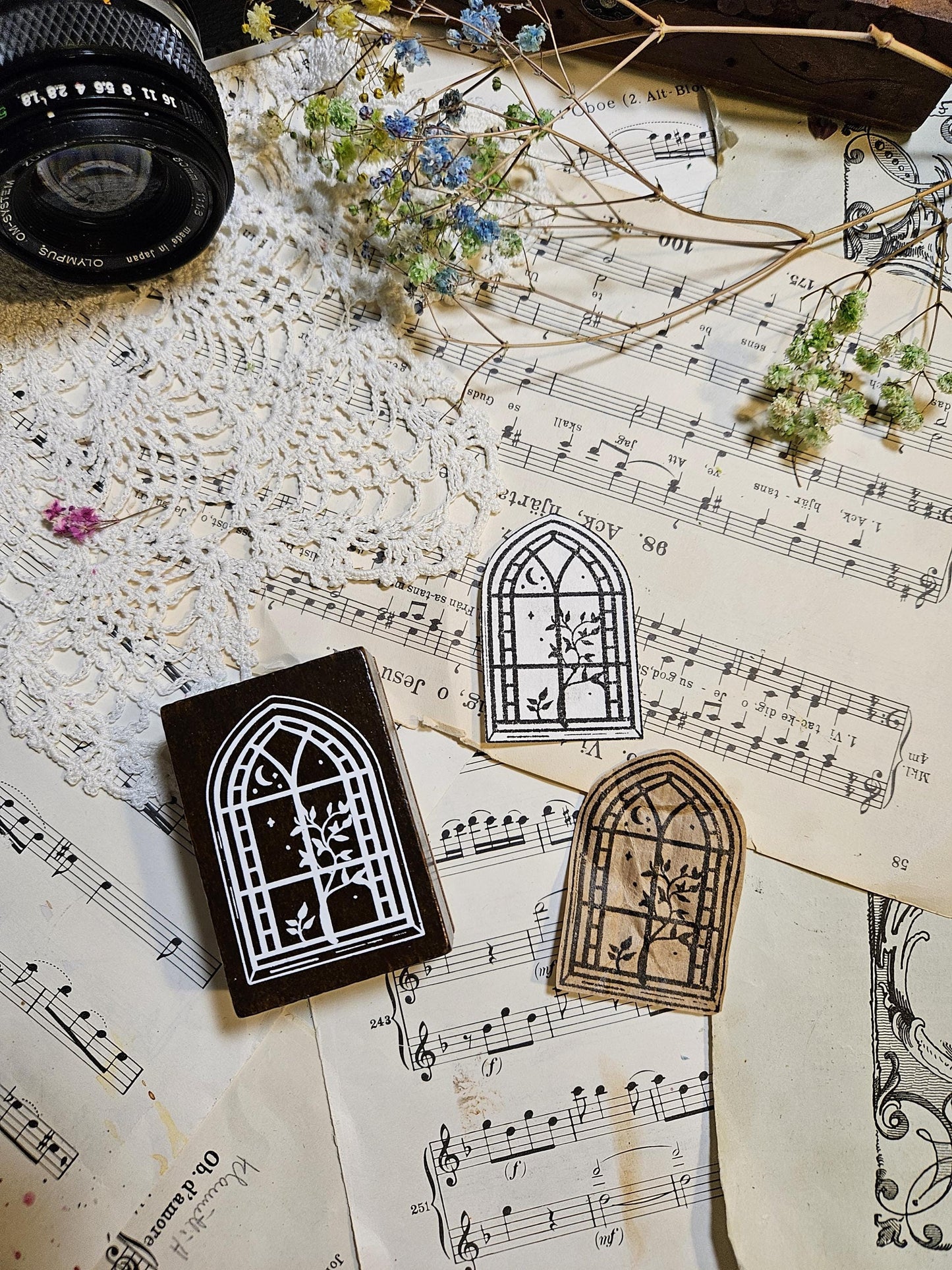 1 wooden stamp Landscape Serie Outside the Window
