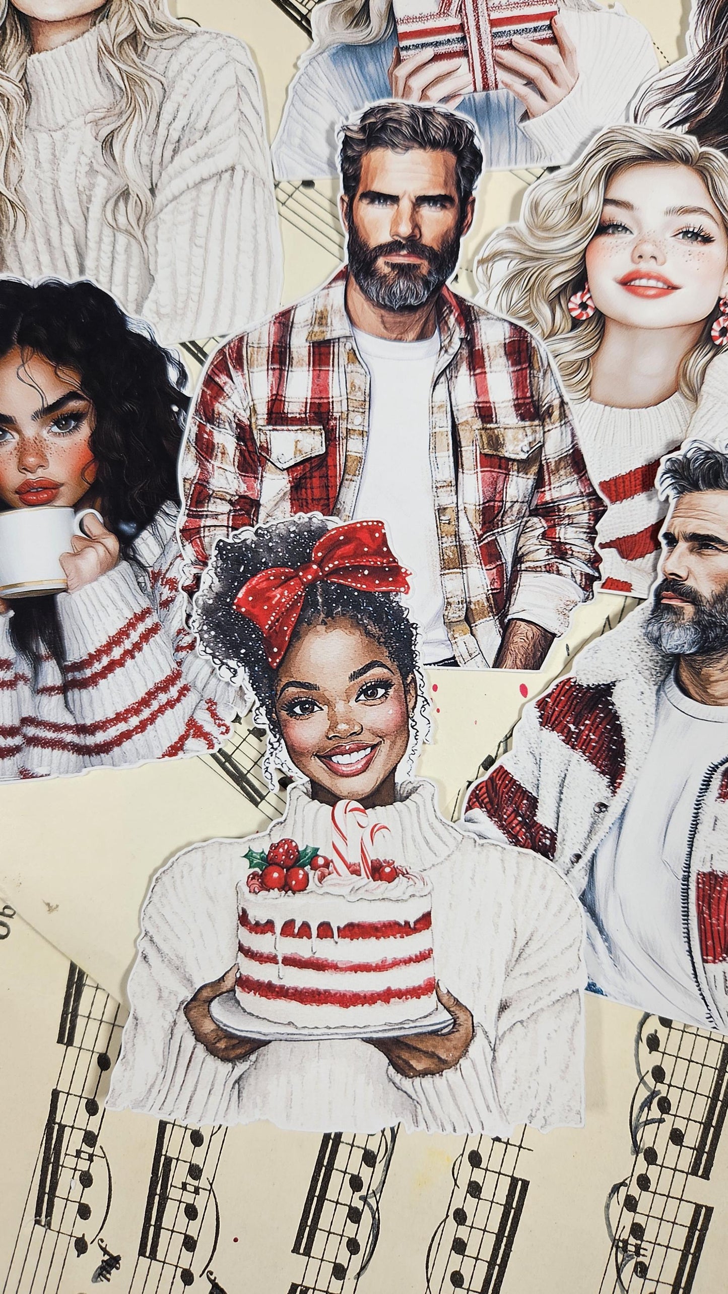 Sweet Christmas People Stickers Set of 9