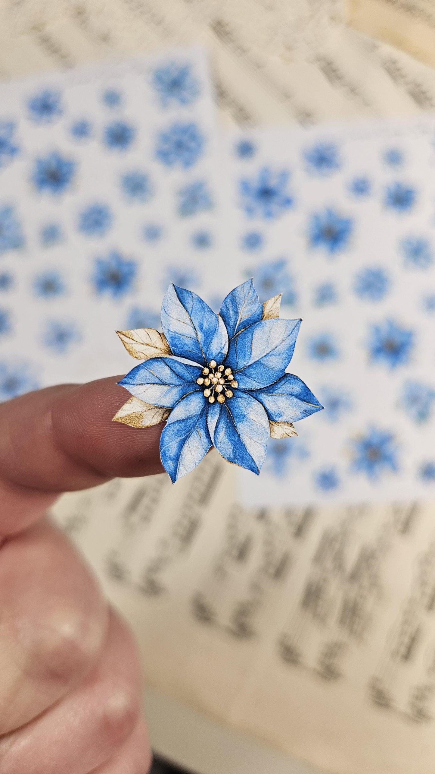 Blue Christmas Flowers, Stickers Sheet