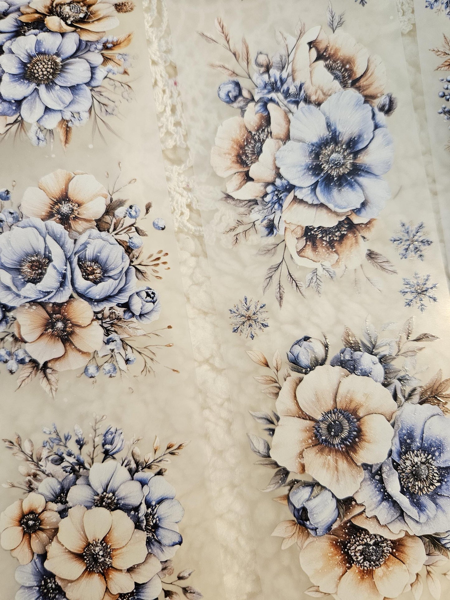 Frosty Flowers, Crystal Ink, PET TAPE | Scrapbooking Card Making Art Journaling Paper Craft Junk Journal