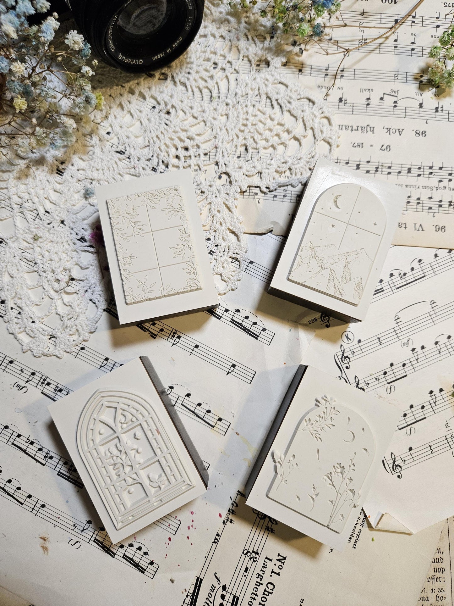 1 wooden stamp Landscape Serie Outside the Window