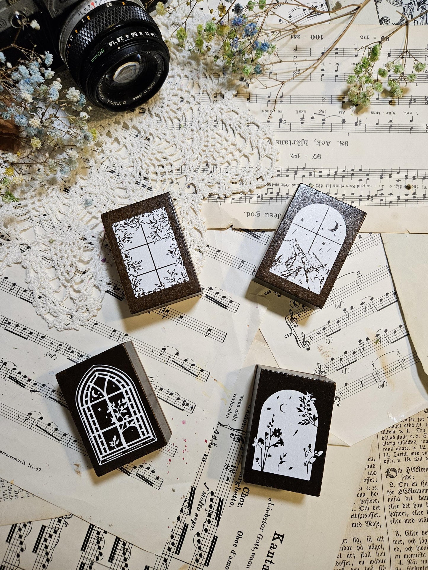 1 wooden stamp Landscape Serie Outside the Window