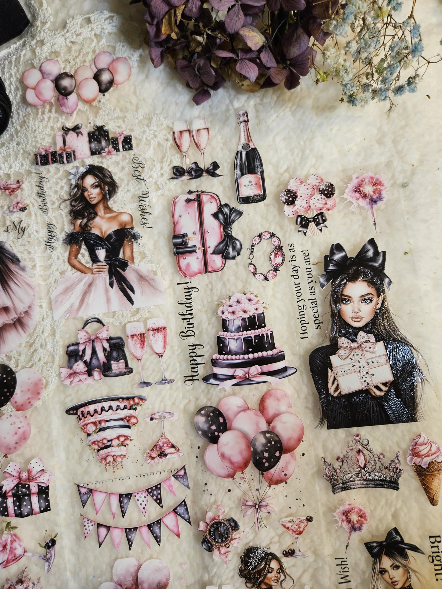 Happy Birthday, Crystal Ink, PET TAPE | Scrapbooking Card Making Art Journaling Paper Craft Junk Journal