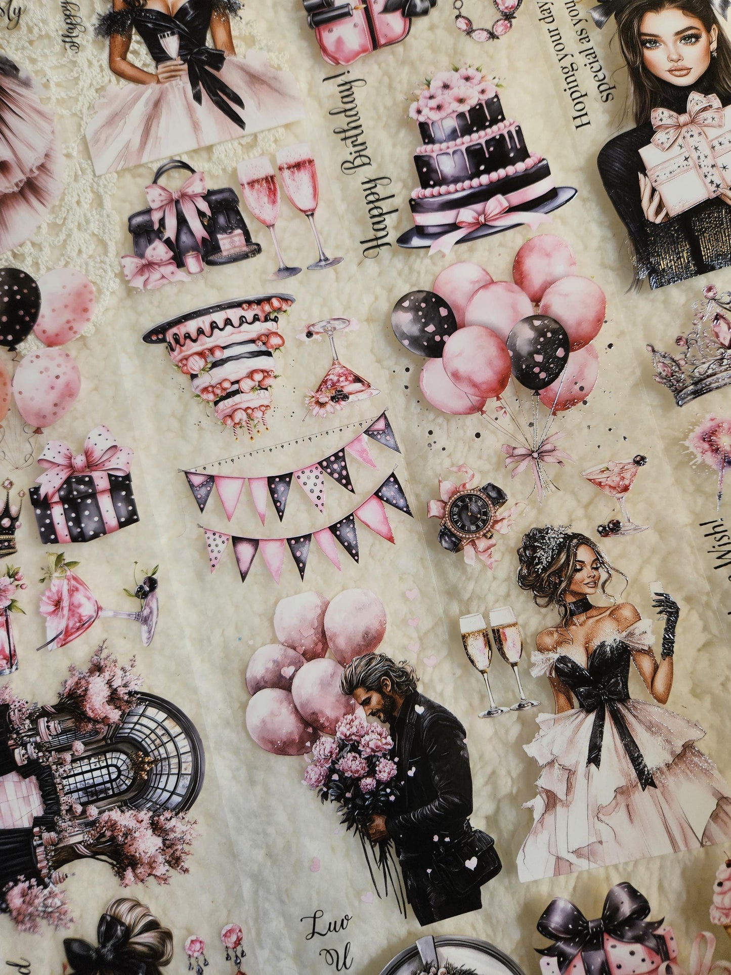 Happy Birthday, Crystal Ink, PET TAPE | Scrapbooking Card Making Art Journaling Paper Craft Junk Journal