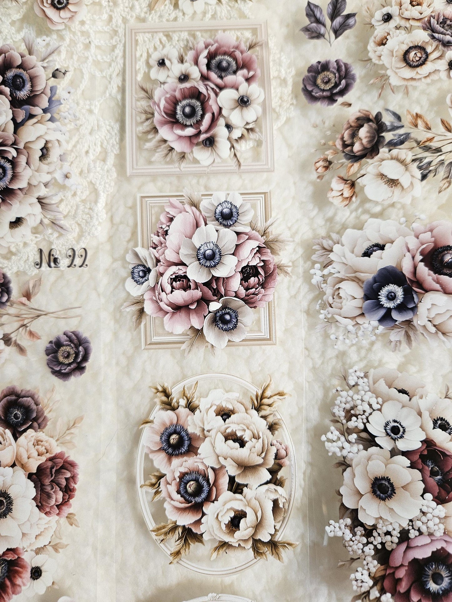 Cafe Au Lait Flowers, Crystal Ink, PET TAPE | Scrapbooking Card Making Art Journaling Paper Craft Junk Journal