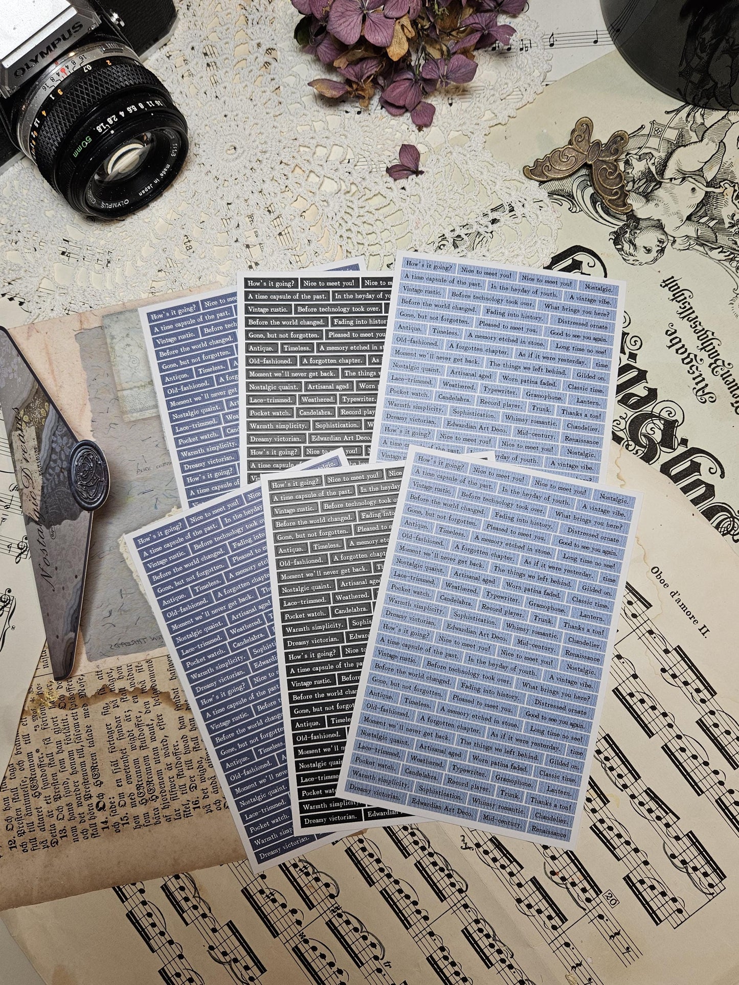 6 Sticker Sheets with phrases, quotes