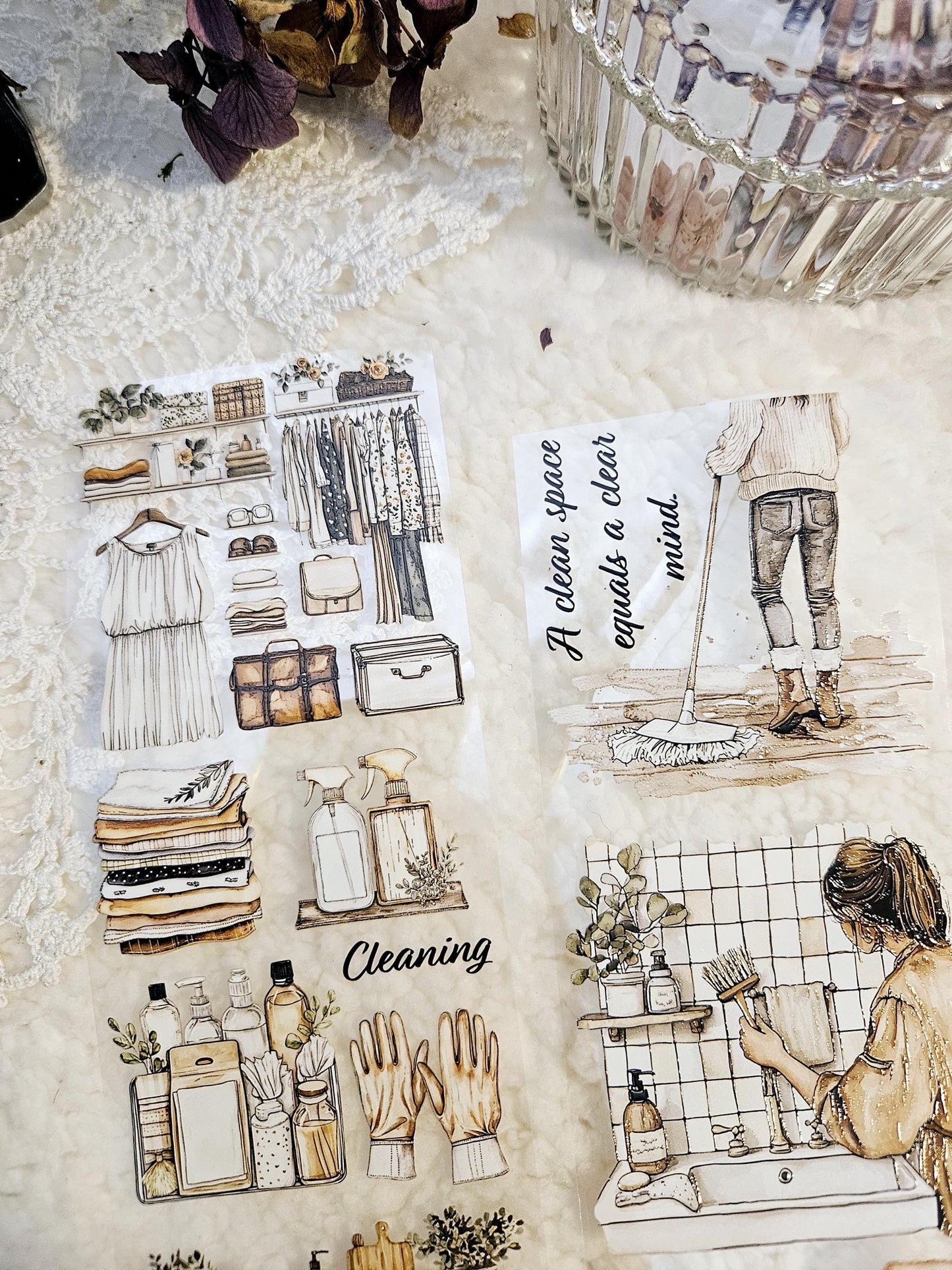 Cleaning Day, Pet Tape, Crystal Ink,7 cm | Scrapbooking Card Making Art Journaling Paper Craft Junk Journal