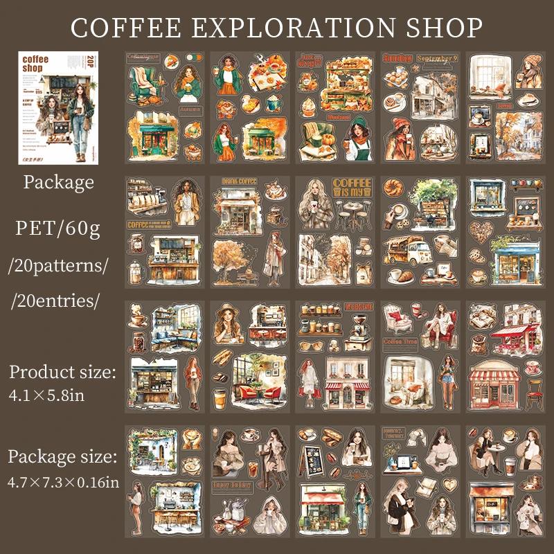 20 sheets, Pre-cut PET Sticker Book Record of Daily Life | Scrapbooking Card Making Art Journaling Paper Craft Junk Journal