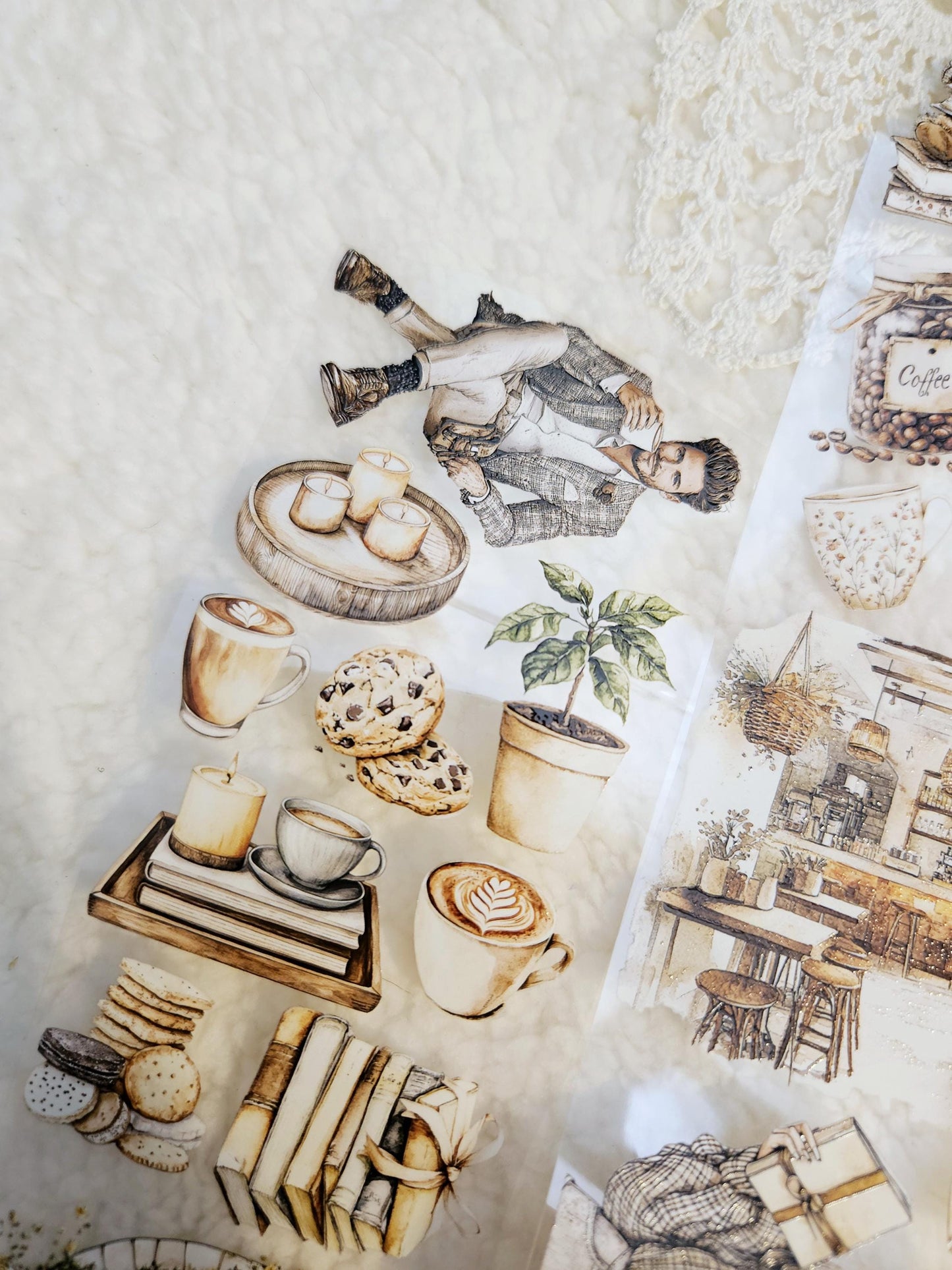 Fika - Coffee Break, Pet Tape, Crystal Ink,7 cm | Scrapbooking Card Making Art Journaling Paper Craft Junk Journal