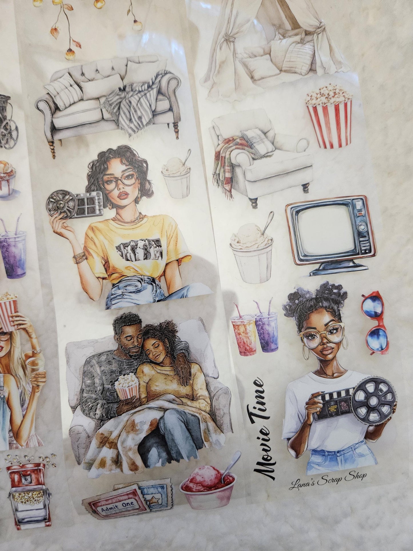 Movie Time, Crystal Ink, PET TAPE, 7 cm wide | Scrapbooking Card Making Art Journaling Paper Craft Junk Journal