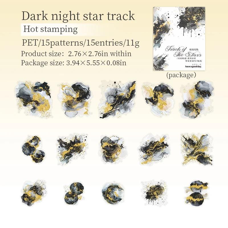 PET STICKERS: 15 stickers, Frack of the Stars with gold shine