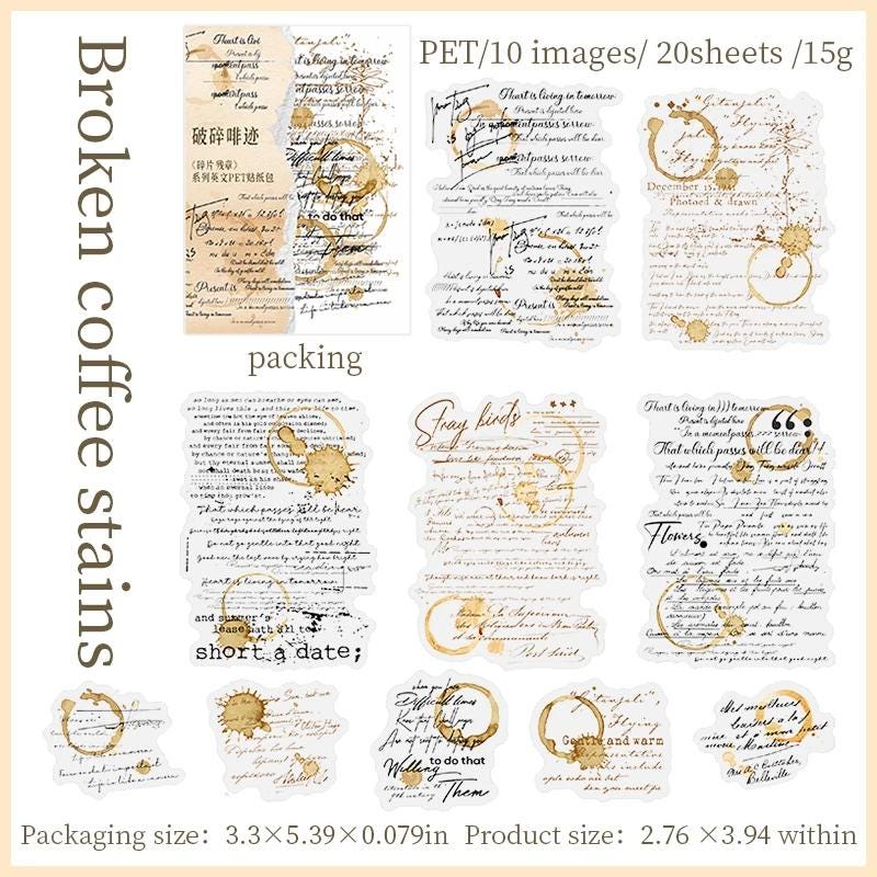 PET STICKERS: 20 stickers/pack , English Letters