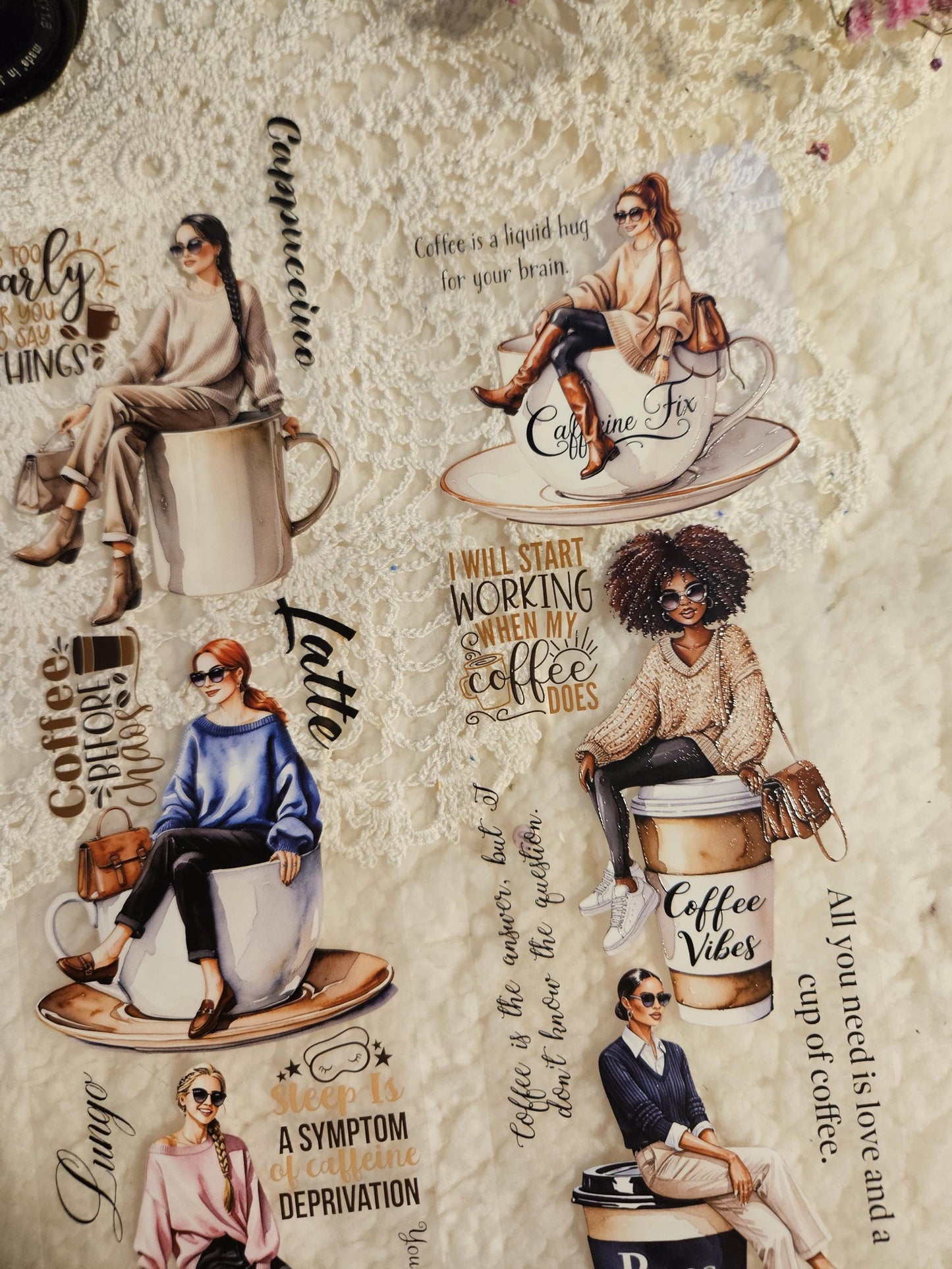 Caffeine Girls, PET TAPE LOOP, Crystal Ink, 7cm| Scrapbooking Card Making Art Journaling Paper Craft Bullet Journal