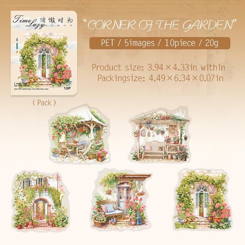 10 PET stickers Lazy Time serie | Scrapbooking Card Making Art Journaling Paper Craft Junk Journal