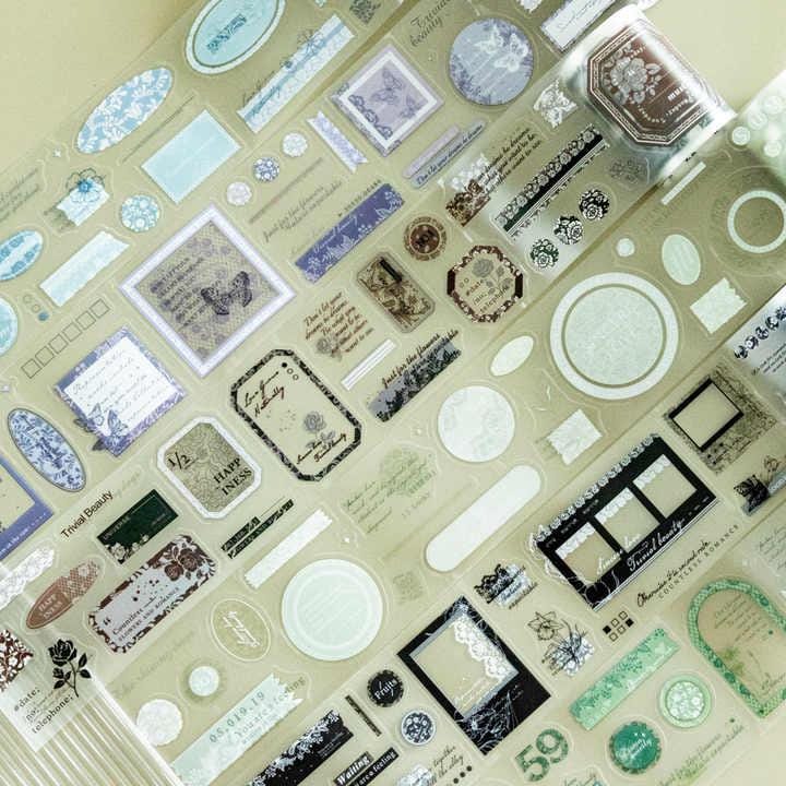 Pre-Cut PET TAPE Lace Ephemera | Scrapbooking Card Making Art Journaling Paper Craft Junk Journal