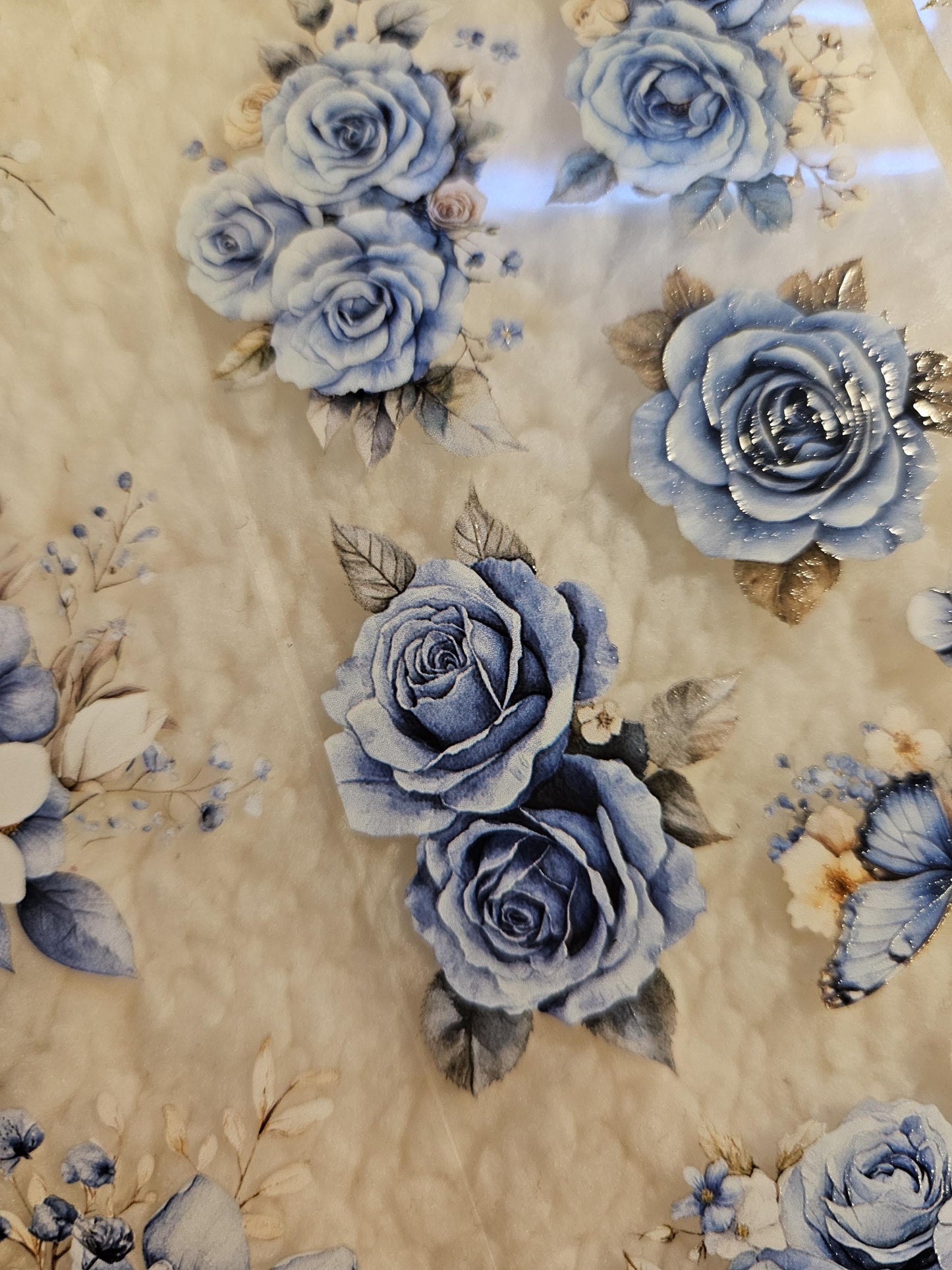 Defected Blue Petal Dance, Crystal Ink, PET TAPE, 6 cm wide | Scrapbooking Card Making Art Journaling Paper Craft Junk Journal