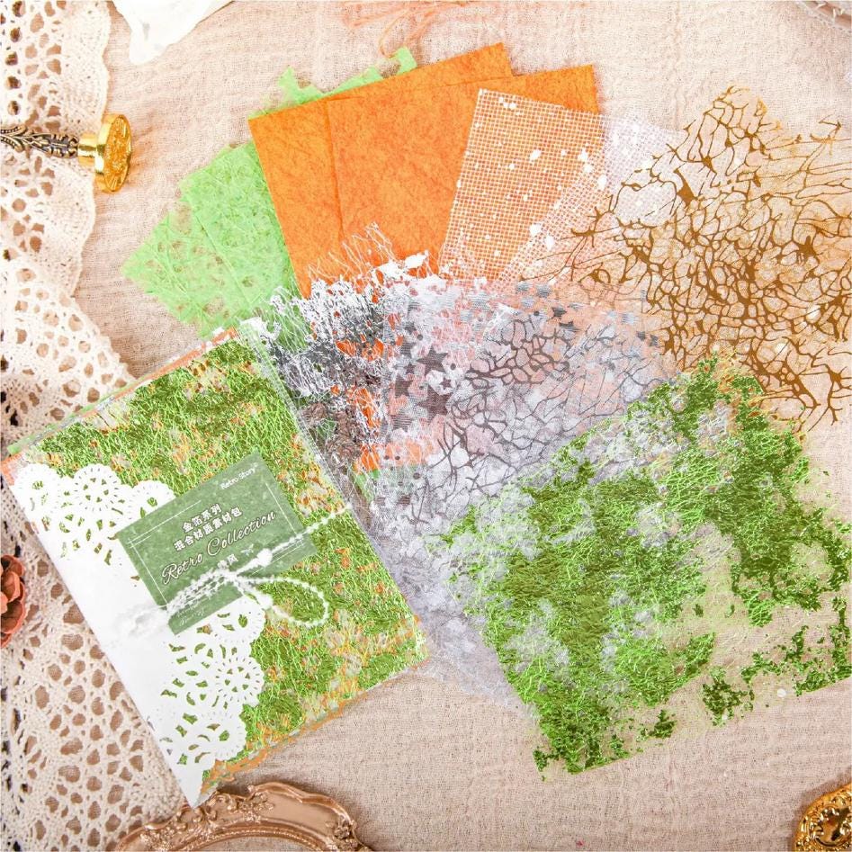 Sparkle Mesh Paper Pack — 16 pcs | Textured Decorative Sheets for Journaling & Crafts