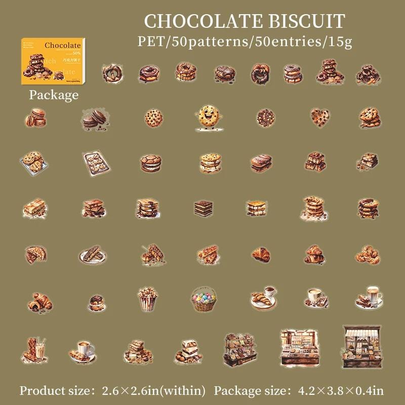 50 Chocolate PET STICKERS in match box