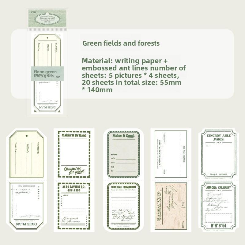 Vintage Label Note Set • 20 pcs • French Island Series Tags, Tickets & Letterheads