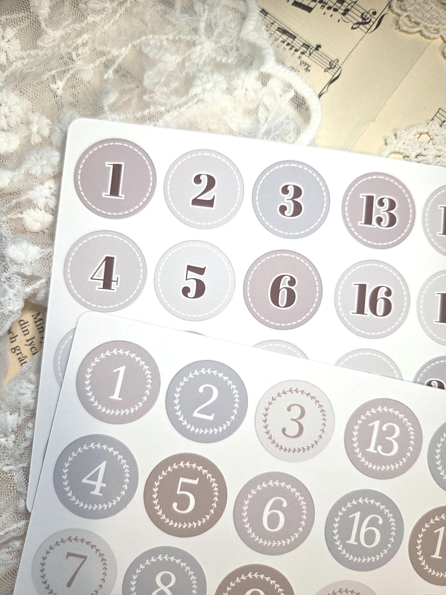 Neutral Advent Numbers - Sticker Sheet | A5
