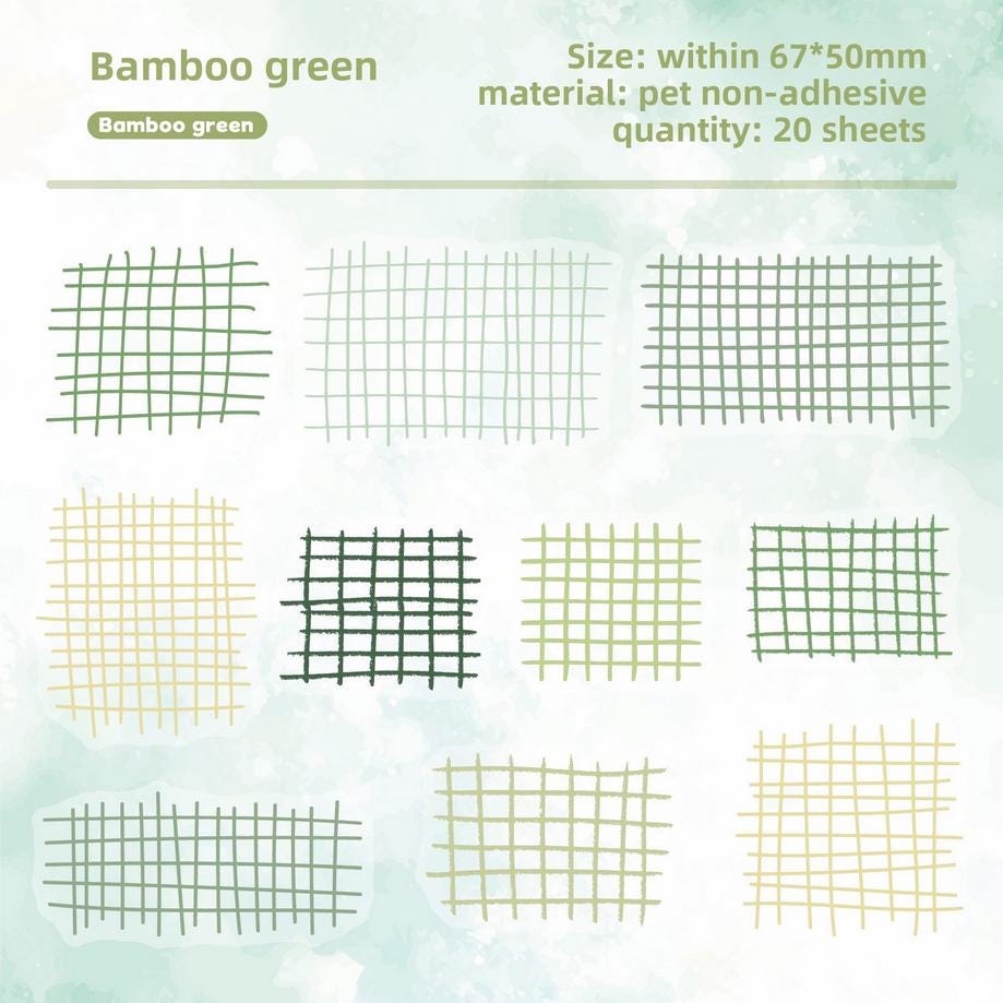 Grid Rhyme PET Layering Stickers • 20 stickers