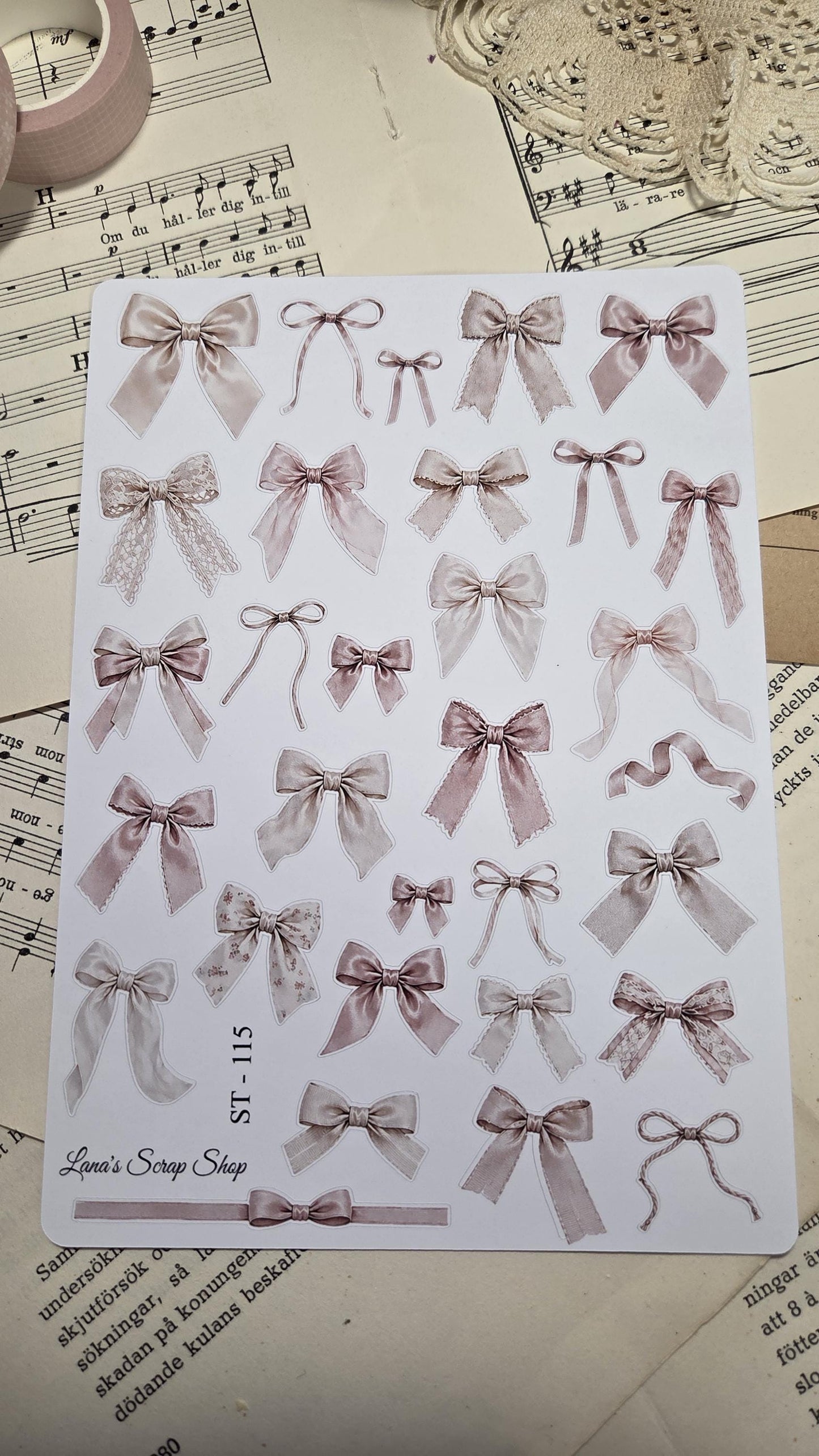 Blush Bows, Stickers Sheet | Scrapbooking & Journaling