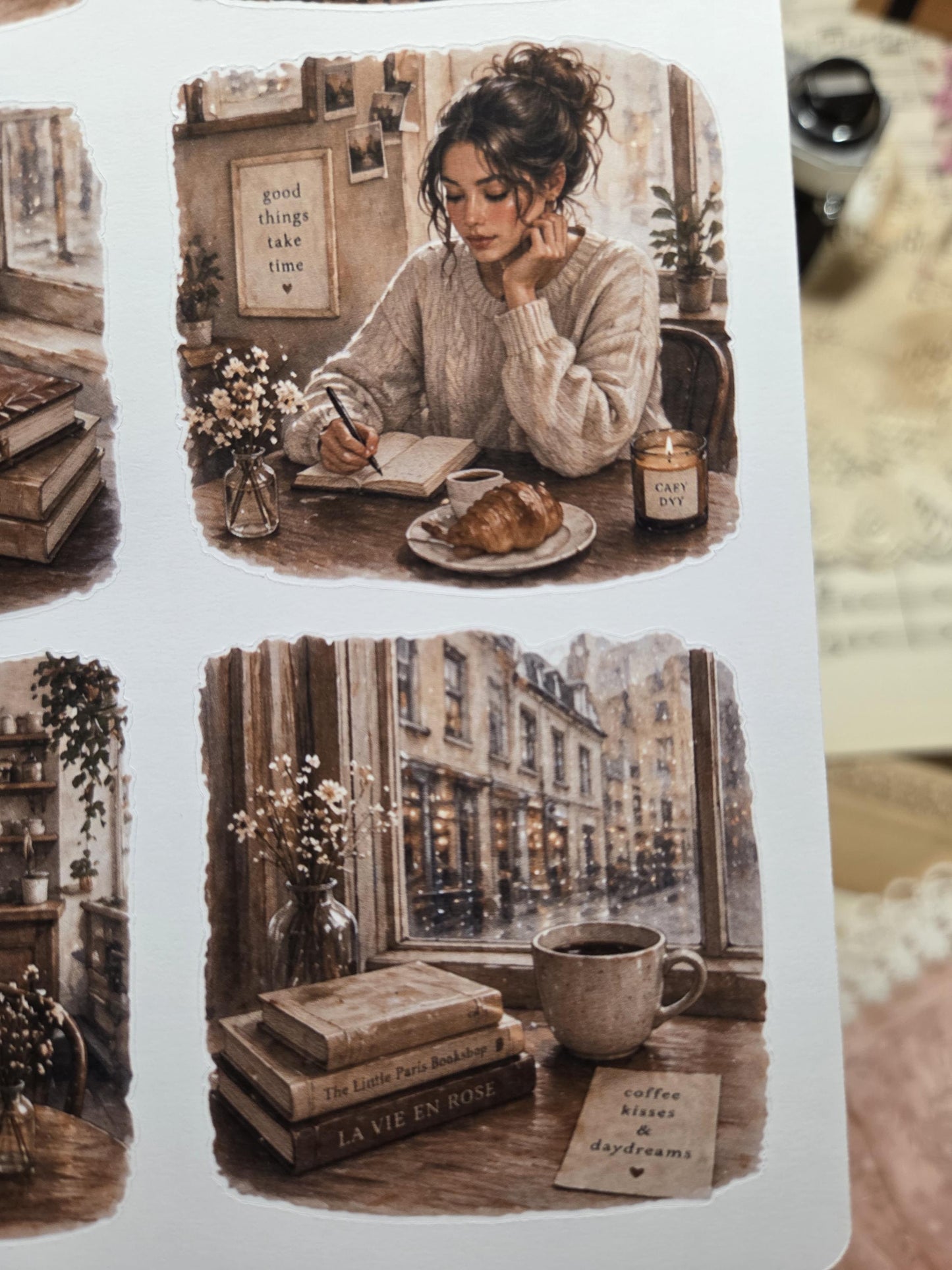 Bookshop Coffee Moments, Stickers Sheet. A5 | Scrapbooking & Journaling