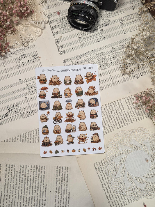 Autumn Monsters, ~ A5, Stickers Sheet | Scrapbooking & Journaling
