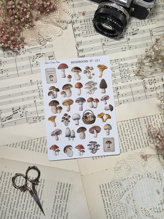 Mushrooms, ~ A5, Stickers Sheet | Scrapbooking & Journaling
