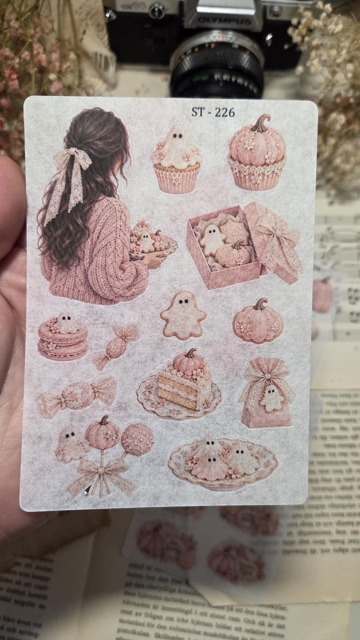 Pink Halloween Sticker Sheets Set | Coquette Pumpkin Stickers, Pastel Fall Journaling, Scrapbooking & Planner Stickers