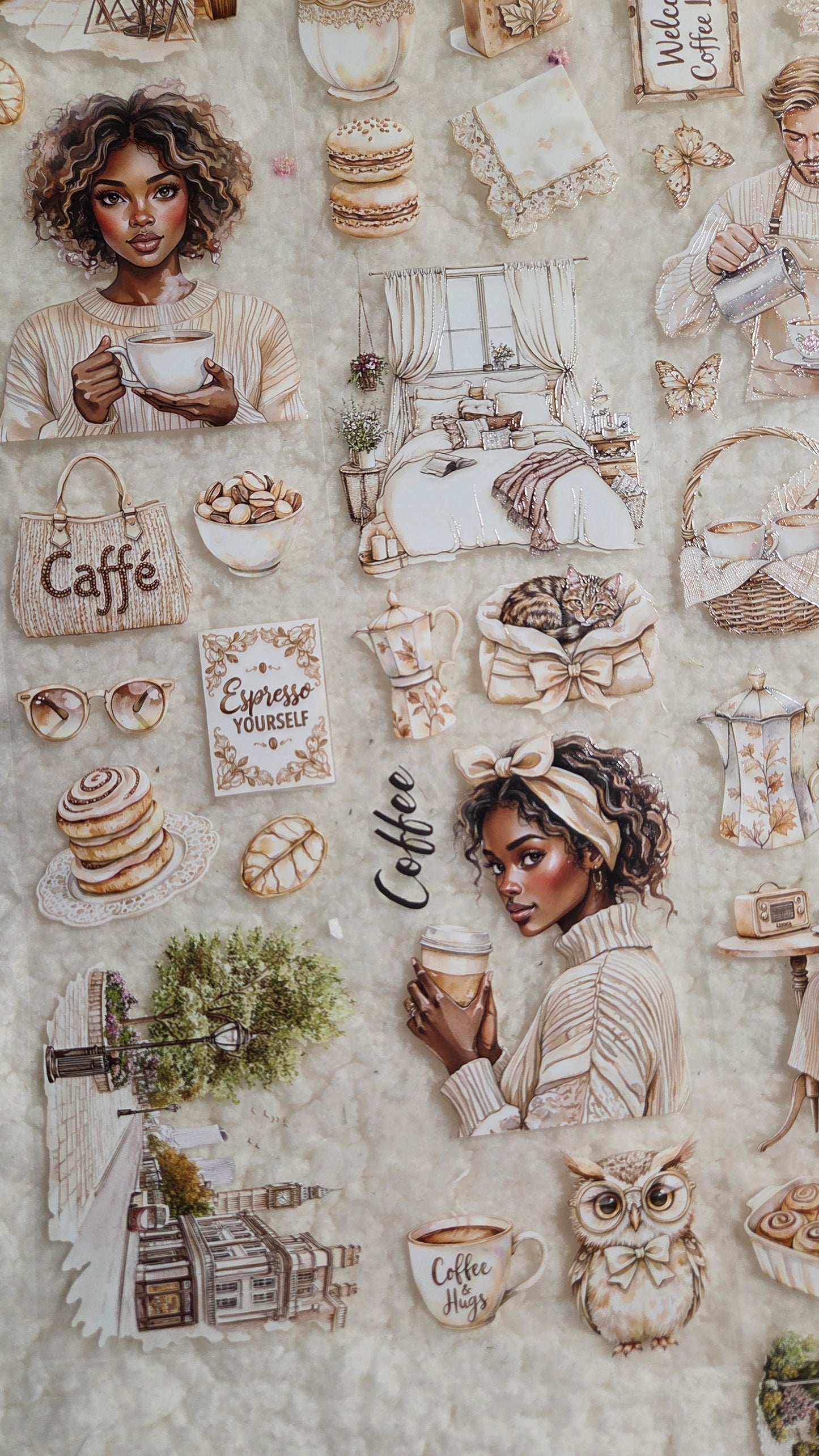 Coffee Mornings, Crystal Ink, PET TAPE, 7 cm wide