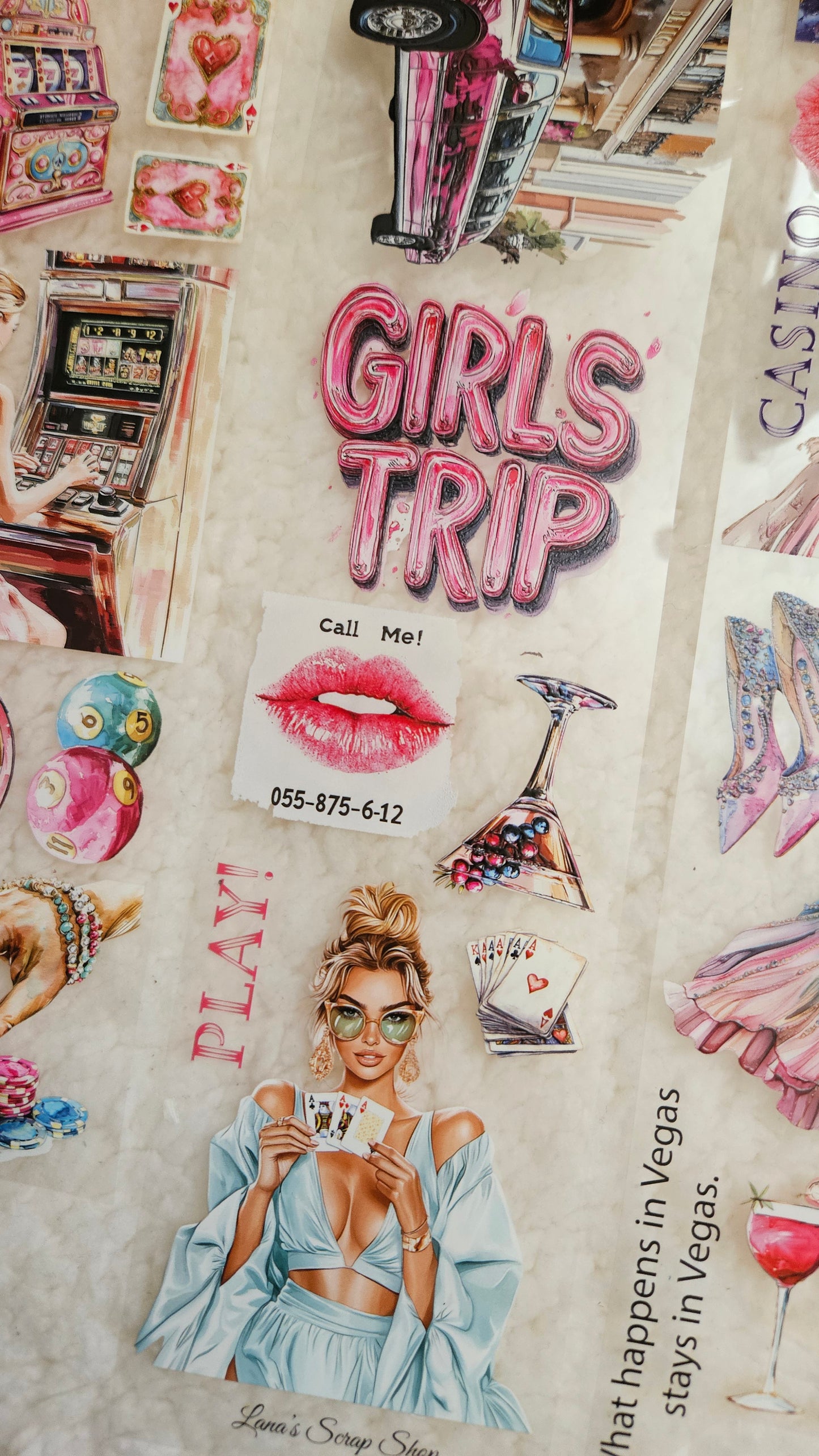 Girl's Trip to Las Vegas, Crystal Ink, PET TAPE, 7 cm wide