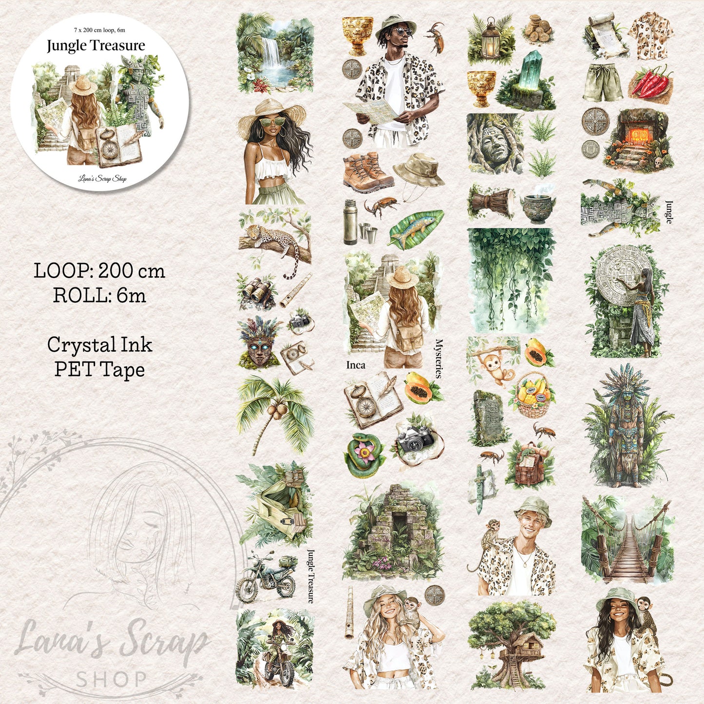 Jungle Treasure, Crystal Ink, PET TAPE, 7 cm wide